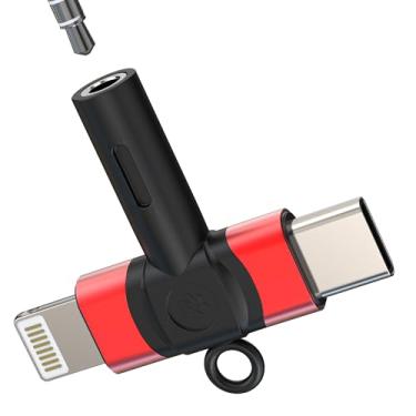 Imagem de Adaptador USB C Lightning para conector de fone de ouvido de 3,5 mm (2 em 1) para iPhone 16 15 14 AUX cabo de áudio conector de microfone para Apple compatível com Samsung S25 para iPad, divisor de