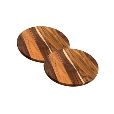 Imagem de Kit 2 Tábuas 50Cm De Madeira Teca Para Cortar E Servir Pizza - Brasa S