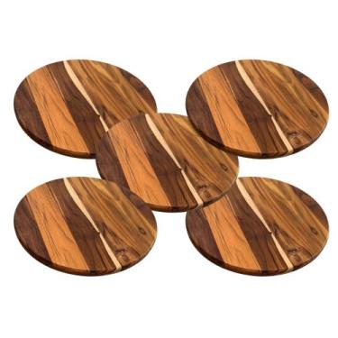 Imagem de Kit 5 Tábuas 50Cm De Madeira Teca Para Cortar E Servir Pizza - Brasa S