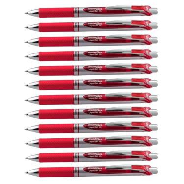 Imagem de Caneta de gel líquido retrátil Pentel EnerGel RTX, linha média de 0,7 mm, Embalagem de 12, Vermelho, 0.7mm