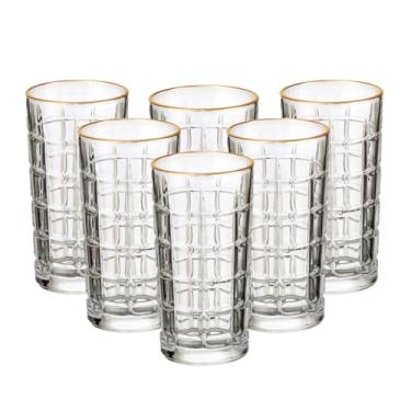 Imagem de Jogo com 6 Copos Long Drink 380ml – Linha Crisp em Vidro Transparente com Borda Dourada – Ideal para Drinks