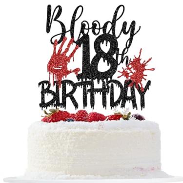 Imagem de Bloody 18th Birthday Cake Topper, Happy 18th Birthday Cake Decorations, Have a Killer Birthday, Halloween Zombie Vampire 18th Bday Party Decorations, Black and Red
