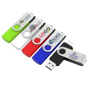 Imagem de Flash Drive personalizável de 8 GB, pacote com 10, pen drives ABLAZE Dual USB 2.0+ tipo C com logotipo, cartões de memória USB personalizados (cores mistas)