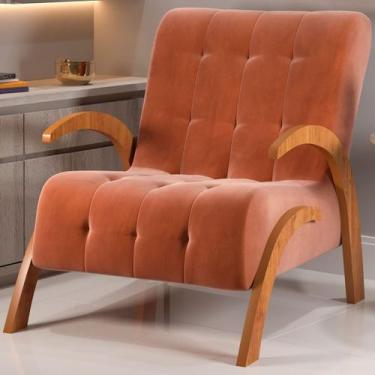 Imagem de Poltrona Cecilia Mel/Veludo Terracota - Viero Móveis, Moderno, Laranja