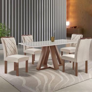 Imagem de Mesa de Jantar 4 Lugares Kyra/Arthus com Vidro Chocolate/Off White/Sue