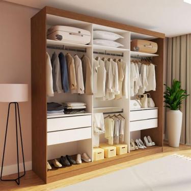 Imagem de Closet Casal Paris 4 Gavetas Carvalho/Branco - Minastex, Marrom, Moder