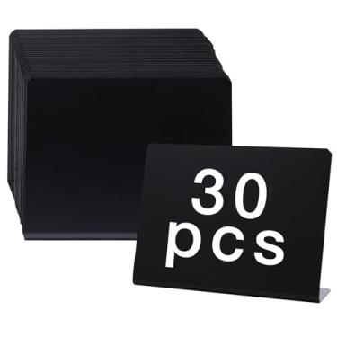 Imagem de Goalfly Pacote com 30 mini placas de quadro-negro, etiquetas de alimentos de 10 x 7 cm para buffet de festa, placas de mesa, etiquetas de alimentos, fácil de escrever e limpar