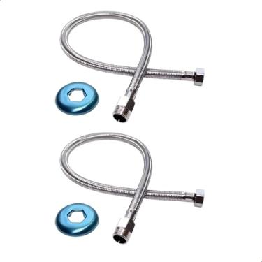 Imagem de SOFTINOX Kit com 2 Mangueiras de Engate Flexível em Aço Inox 40cm – Entrada 1/2", Conexão Segura, Alta Resistência e Instalação Versátil