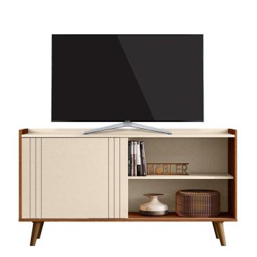 Imagem de Rack Bancada New Austin 135,7cm Pérola Metalizado-cinamomo Mel Para Tv Até 50 - Mobler Pérola Metalizado-cinamomo Mel
