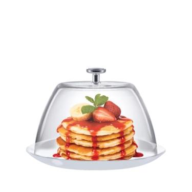 Imagem de Ruvolo, Mini Prato White com Tampa P, Prato de Vidro Opaline para Bolo