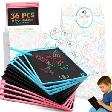 Imagem de Pacote completo com 36 lembrancinhas de festa Riff Ruffle – 12 tabletes LCD (16,5 cm), 12 sacos de presente e 12 adesivos – Quadros educativos para meninos e meninas de 3 a 10 anos, a melhor bolsa de