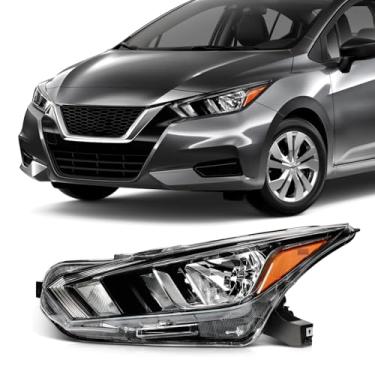 Imagem de SCITOO Conjunto de farol esquerdo serve para 2020-2021 para Nissan Versa 1.6L Faróis cromados refletor âmbar, 26060-5EE0A, NI2502273 (lâmpadas não incluídas)