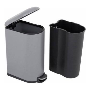 Imagem de Lixeira Sobrepor Slim Alta Metal 42 L Cinza - Cinza