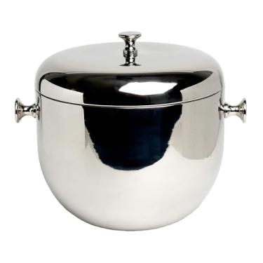 Imagem de IHI est. 1986 Balde de gelo para bebidas com tampa para coquetéis de vinho ou cerveja 18 x 20 cm alumínio polido prata