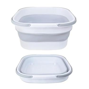 Imagem de Balde Dobrável Retrátil Flexível Quadrado Silicone Multiuso Com 4 Rodinha 10L