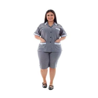 Imagem de Plus Size - Conjunto de Bermuda e Jaleco em Tecido Algodão para Copeir