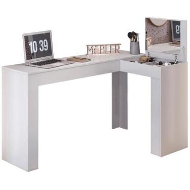 Imagem de Escrivaninha de Canto com Penteadeira Jade Branco Fosco - Mobler, Bran