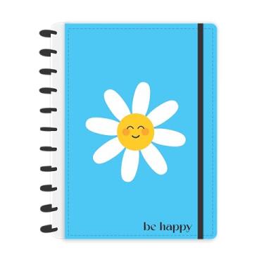 Imagem de Caderno de Disco Capa Dura A4 Be Happy Azul com 80 folhas abyara graf (tipo caderno inteligente)
