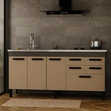 Imagem de Gabinete de Cozinha 5 Gavetas 3 Portas 194cm Grande 100% Mdf - Rainha 
