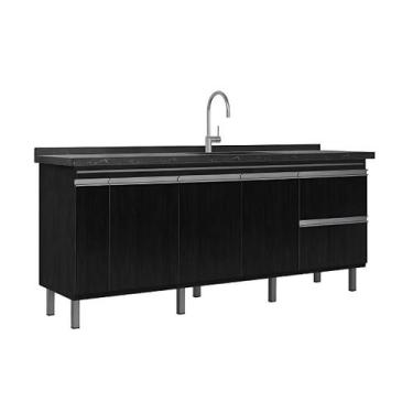 Imagem de Gabinete de Cozinha Nero 194 cm Balcão Pia 3 Portas 100% Mdf - Rainha 