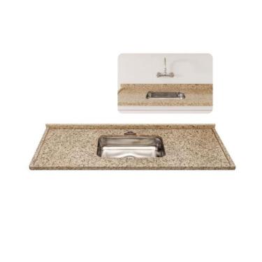 Imagem de Pia Cozinha Granito Ornamental 120cm Cuba Inox Rasa Embutida - Rainha 