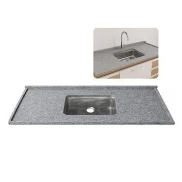 Imagem de Pia Cozinha Granito Corumba 150cm Cuba Inox Acabamento Duplo - Rainha 