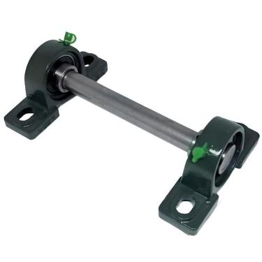 Imagem de Kit 2 Mancal Pedestal P204 Com Rolamento 20Mm Com Eixo 90Cm