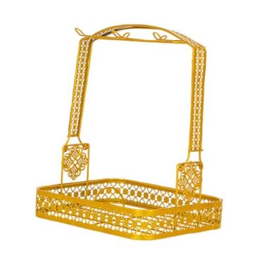 Imagem de predolo Acessórios para escorredor de xícaras com cesto de armazenamento para 6 xícaras, suporte versátil de ferro para escorredor minimalista, organizador de, Quadrado Dourado