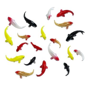 Imagem de Gabrella 20 peças mini estatuetas de peixe Koi Peixe Dourado Miniatura Minúsculas Carpas Suprimentos de Jardim, Pequeno Peixe Dourado Falso, Figuras de Peixe de Plástico Pequeno Peixe Dourado