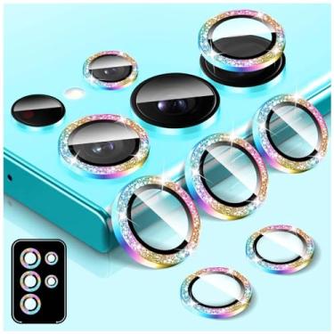 Imagem de Kucheed Protetor de lente de câmera Bling para Samsung Galaxy Z Fold 7, protetor de tela de vidro temperado, alinhamento automático de glitter, anéis de metal individuais, adesivos de filme