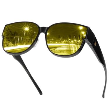 Imagem de DUCO Óculos femininos para dirigir noturnos, óculos de visão noturna, leve, armação TR90, lente antirreflexo, Lente de visão noturna com armação A preta, common