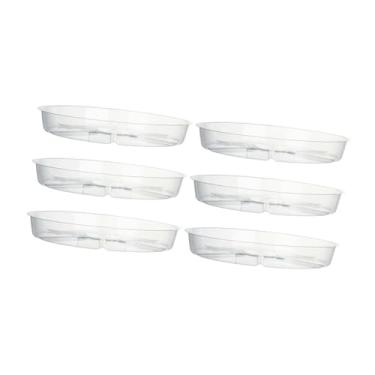 Imagem de KiBcsLic 6 unidades de bandejas para gotejamento de plantas, redondas com bandeja, bandeja transparente para vasos de flores, pires para varandas, áreas, 8 Inch