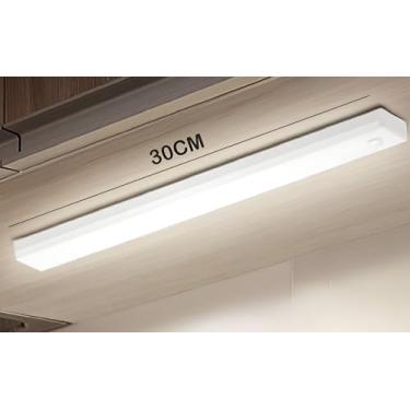 Imagem de Luminária LED 30 cm Branco Frio com Sensor de Movimento, Recarregável USB e Instalação Fácil – Iluminação Automática Sem Fio