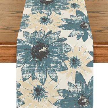 Imagem de Caminho de mesa vintage margarida primavera, decorações de mesa de cozinha vintage sazonal para decorações de festa em casa 33 x 182 cm