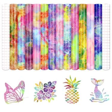 Imagem de Tintnut Vinil permanente em aquarela neon - 12 folhas de vinil adesivo permanente com estampa colorida de 30,5 cm x 25,4 cm para máquina de corte, folhas à prova d'água para decoração de casa