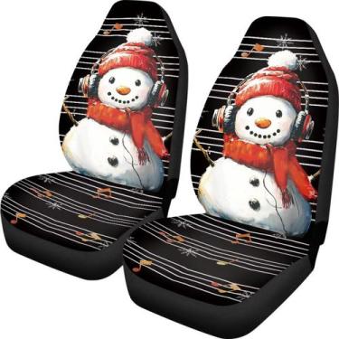 Imagem de Capas de assento de carro TOADDMOS Music Notes Christmas Snowman x2