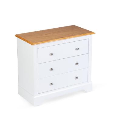 Imagem de Cômoda para Quarto 3 Gavetas Tampo de Madeira Maciça Louise Mel