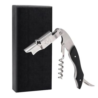 Imagem de Abridor de vinho, chave de vinho, saca-rolhas, abridor de garrafa de vinho com cortador de folha e removedor de tampa para garçons, garçons, sommelier, amantes de vinho (ébano)