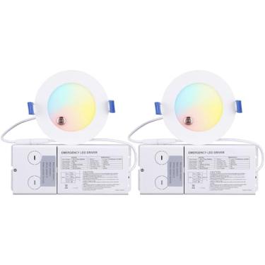 Imagem de TORCHSTAR Luz embutida de emergência 5CCT com reserva de bateria de emergência de 90 minutos, NFPA 101, IBC, OSHA, UL924, 100-277V 4 polegadas 9W Dimmable Slim Commercial LED Downlight, ETL/T24/FCC