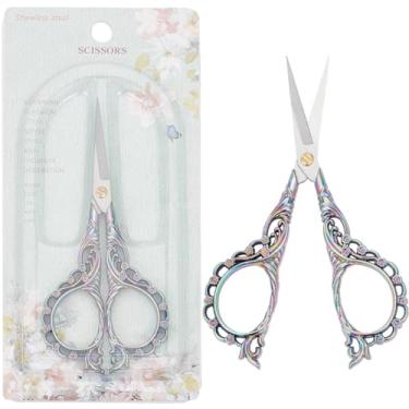 Imagem de Tesoura de bordado de aço inoxidável de 11 cm, tesoura de costura, tesoura vintage de flores, pontas afiadas, para cortar tecido, artesanato, tricô, rosquear, bordar, arte e ferramentas DIY