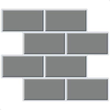 Imagem de Pastilha Adesiva 3d Alto Relevo Decorativa Lorben Lavável Resinada Azulejo Cinza Com Rejunte Branco