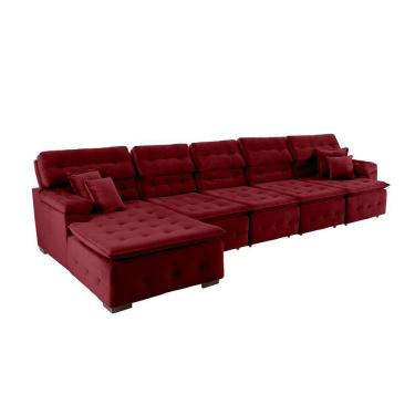 Imagem de Sofá Orlando 4.20x1.70m Com Chaise, Retrátil E Reclinável - Vinho