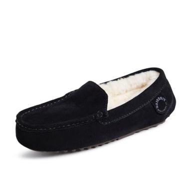 Imagem de Dearfoams Mocassim feminino Fireside resistente à água Mel Shearling, preto/creme, 6