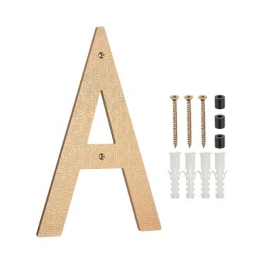 Imagem de PATIKIL Números de casa de 30,5 cm para fora, letra A, textura de plástico ABS, número de casa flutuante, caixa de correio, números de porta com kit de unhas para rua residencial externa, tom dourado