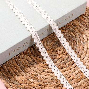 Imagem de Acabamento de renda de algodão vintage de 10 jardas para costura de borda recortada fita de renda para artesanato faça você mesmo, pacote de scrapbooking, embrulho de presente, decoração de casamento
