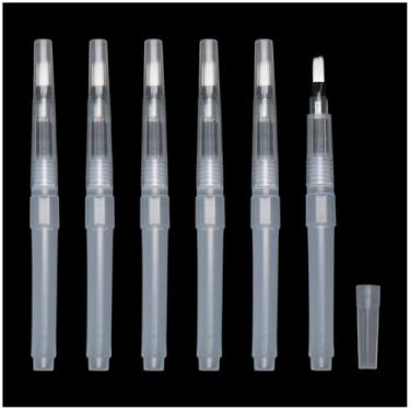 Imagem de DGZZI 6 peças 155 mm Caneta-tinteiro sólida pintura aquarela cerdas macias pincel carimbo umecedor com cabeça de escova de nylon estilo lápis selador envelope