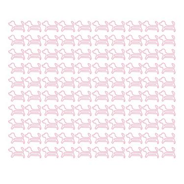 Imagem de Clipes de papel em forma de cachorro, 100 peças, bonitos, resistentes ao deslizamento, escritório, escola, classificação de documentos, artesanato, fio de plástico enrolado (Rosa)