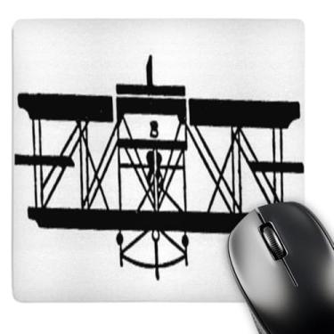 Imagem de 3dRose Mouse pad LLC 20 x 20 x 0,63 cm, avião bi-plano preto e branco (mp_35315_1)