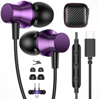 Imagem de APETOO Fones de ouvido USB C com fio para iPhone 17 16 15 Pro, fones de ouvido magnéticos tipo C com controle de volume de microfone para Samsung S25 S24 S23 S22, fones de ouvido intra-auriculares com