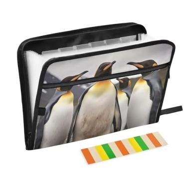 Imagem de Wassud Quatro pinguins rei (2) 13 bolsos organizador de arquivos sanfonado pastas expansíveis com abas e adesivos, organizador de pastas de documentos de recibo de papel tamanho carta A4 para viagens